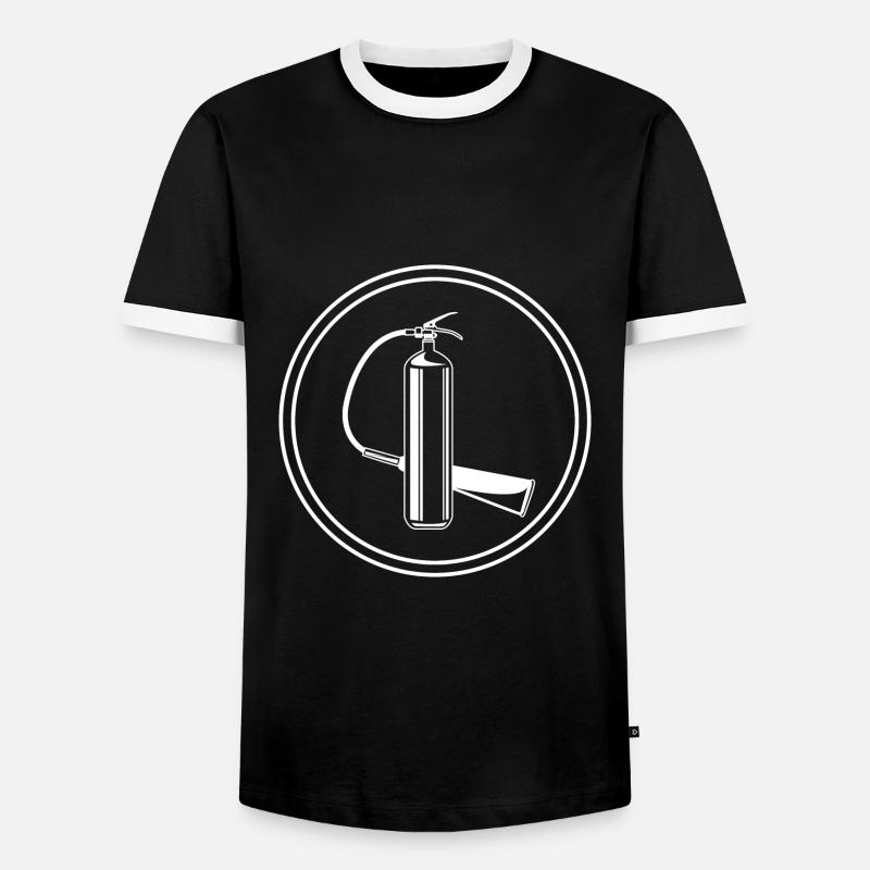Fire extinguisher symbol fire brigade - Men's Ringer Shirt - black/white