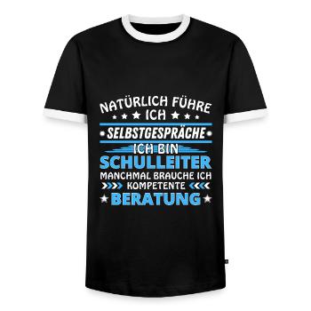 I'm Talking to Yourself - Headmaster Edition - Men's Ringer Shirt - black/white - Front - AI Model Female 172 light (172cm) & AI Model Male 178 light (178cm)