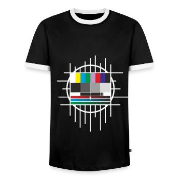 test image - Men's Ringer Shirt - black/white - Front - AI Model Female 172 light (172cm) & AI Model Male 178 light (178cm)