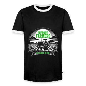 Farmers protest no food no food - Men's Ringer Shirt - black/white - Front - AI Model Female 172 light (172cm) & AI Model Male 178 light (178cm)