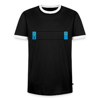 Italien Platte_g1 - Männer Kontrast-T-Shirt - Schwarz/Weiß - Vorne - AI Model Female 172 light (172cm) & AI Model Male 178 light (178cm)