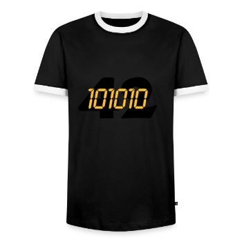 101010 (2c) - T-shirt contrasté Homme - noir/blanc - Devant - AI Model Female 172 light (172cm) & AI Model Male 178 light (178cm)