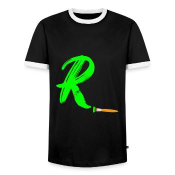 brush green r - Men's Ringer Shirt - black/white - Front - AI Model Female 172 light (172cm) & AI Model Male 178 light (178cm)