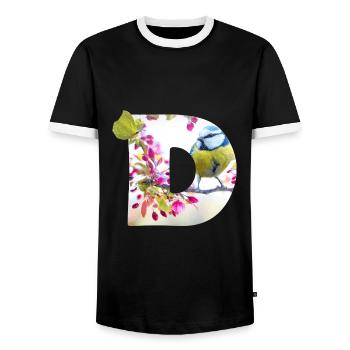 spring bird butterfly d - Men's Ringer Shirt - black/white - Front - AI Model Female 172 light (172cm) & AI Model Male 178 light (178cm)