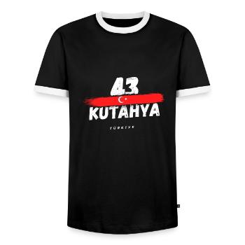 Kütahya 43 Türkiye Turquie - T-shirt contrasté Homme - noir/blanc - Devant - AI Model Female 172 light (172cm) & AI Model Male 178 light (178cm)