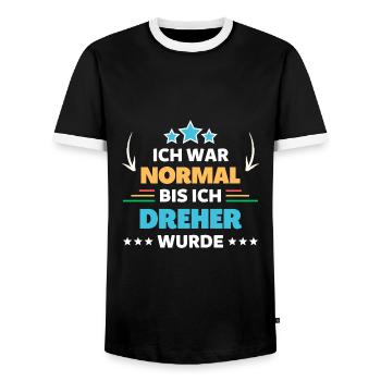 Ich war normal bis ich Dreher wurde - Männer Kontrast-T-Shirt - Schwarz/Weiß - Vorne - AI Model Female 172 light (172cm) & AI Model Male 178 light (178cm)