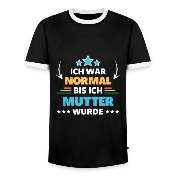 Ich war normal bis ich Mutter wurde - Männer Kontrast-T-Shirt - Schwarz/Weiß - Vorne - AI Model Female 172 light (172cm) & AI Model Male 178 light (178cm)