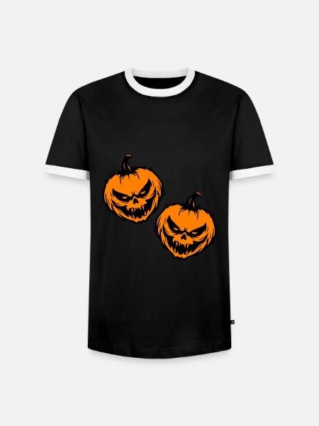 Pumpkin grimace Halloween creepy - Men's Ringer Shirt - black/white