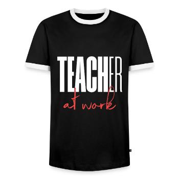 Enseignant au travail - T-shirt contrasté Homme - noir/blanc - Devant - AI Model Female 172 light (172cm) & AI Model Male 178 light (178cm)