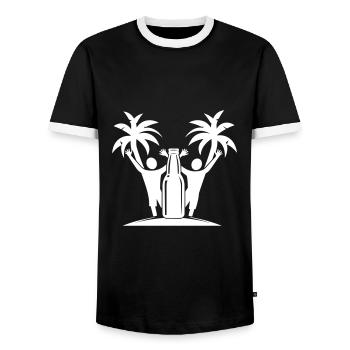 Boire une fête sur la plage - T-shirt contrasté Homme - noir/blanc - Devant - AI Model Female 172 light (172cm) & AI Model Male 178 light (178cm)
