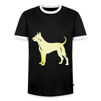 Dogo Argentino Dog Silhouette - Men's Ringer Shirt - black/white - Front - AI Model Female 172 light (172cm) & AI Model Male 178 light (178cm)