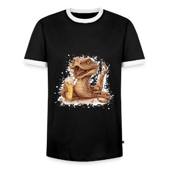 Schlange Kobra Bier Lustig - Männer Kontrast-T-Shirt - Schwarz/Weiß - Vorne - AI Model Female 172 light (172cm) & AI Model Male 178 light (178cm)