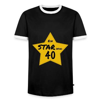 Ein Star wird 40 Jahre alt - Männer Kontrast-T-Shirt - Schwarz/Weiß - Vorne - AI Model Female 172 light (172cm) & AI Model Male 178 light (178cm)