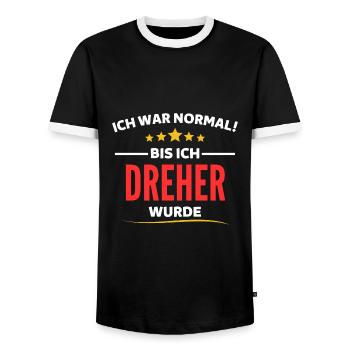 Ich war normal bis ich Dreher wurde - Männer Kontrast-T-Shirt - Schwarz/Weiß - Vorne - AI Model Female 172 light (172cm) & AI Model Male 178 light (178cm)