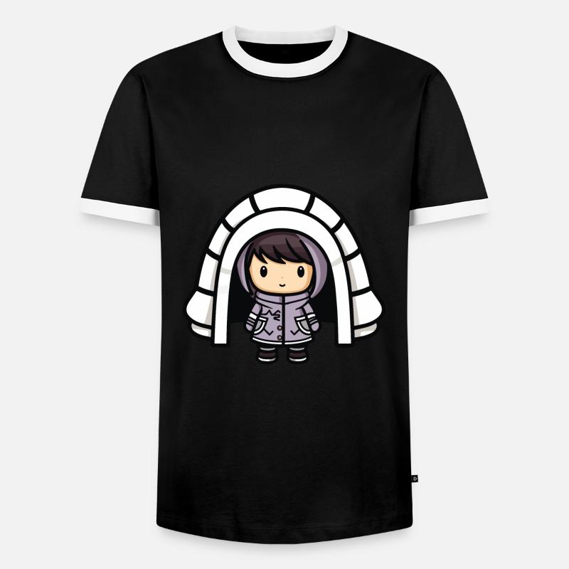 Winter Eskimo Iglu Comic - Männer Kontrast-T-Shirt - Schwarz/Weiß