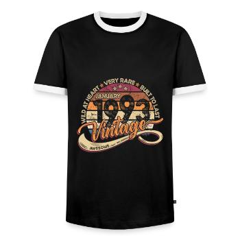 Vintage Retro Birthday January 1993 - Men's Ringer Shirt - black/white - Front - AI Model Female 172 light (172cm) & AI Model Male 178 light (178cm)