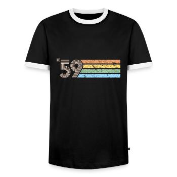 Vintage Born in 1959 Retro 60th Birthday Gif - Men's Ringer Shirt - black/white - Front - AI Model Female 172 light (172cm) & AI Model Male 178 light (178cm)