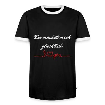 Du machst mich glücklich Lieblingsmensch - Männer Kontrast-T-Shirt - Schwarz/Weiß - Vorne - AI Model Female 172 light (172cm) & AI Model Male 178 light (178cm)