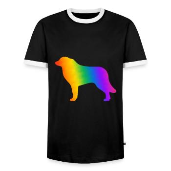 Pyrenäen-Sennenhund, vollständig anpassbar nach Wunsch - Männer Kontrast-T-Shirt - Schwarz/Weiß - Vorne - AI Model Female 172 light (172cm) & AI Model Male 178 light (178cm)