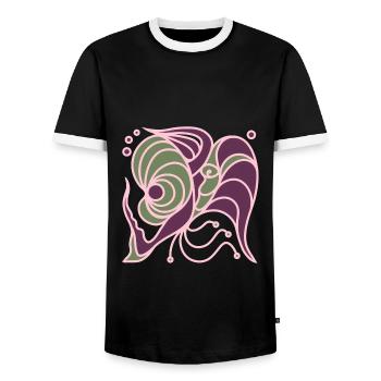 Abendchen. Zwei Engel im Licht der Harmonie. - Männer Kontrast-T-Shirt - Schwarz/Weiß - Vorne - AI Model Female 172 light (172cm) & AI Model Male 178 light (178cm)