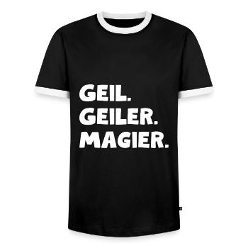 Geil. Geiler. Magier - Männer Kontrast-T-Shirt - Schwarz/Weiß - Vorne - AI Model Female 172 light (172cm) & AI Model Male 178 light (178cm)