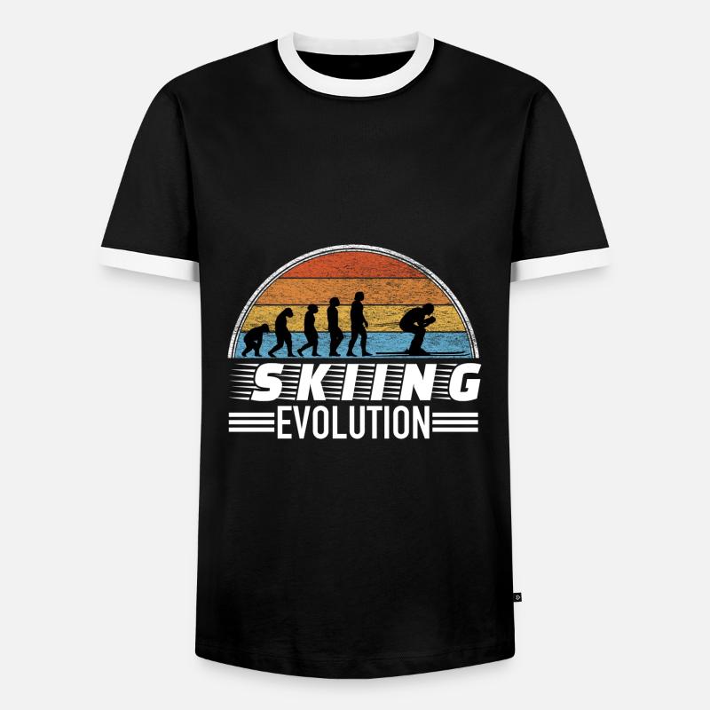 Skifahrer Spruch Evolution - Männer Kontrast-T-Shirt - Schwarz/Weiß