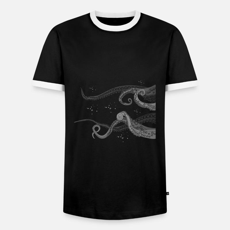 Octopus Art Squid Polyp Ocean - Men's Ringer Shirt - black/white