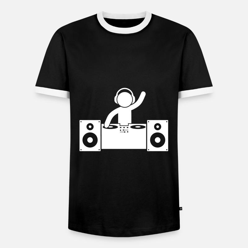 dj turntables - Men's Ringer Shirt - black/white