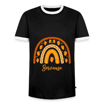 Voted Best Waitress | Waitress Gift Idea - Men's Ringer Shirt - black/white - Front - AI Model Female 172 light (172cm) & AI Model Male 178 light (178cm)