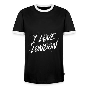 I Love London - Men's Ringer Shirt - black/white - Front - AI Model Female 172 light (172cm) & AI Model Male 178 light (178cm)