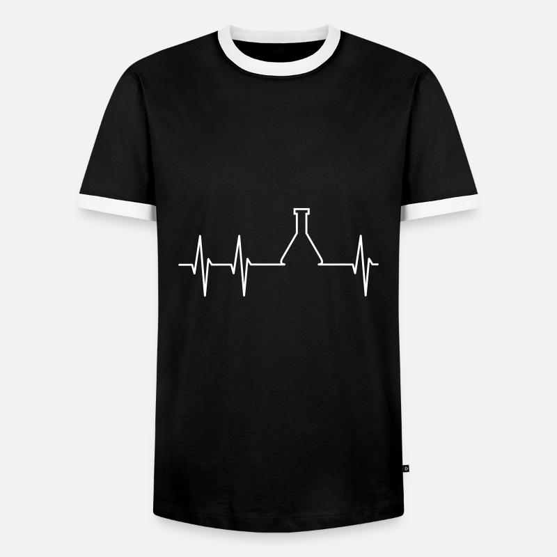 ECG and Erlenmeyer flask - Men's Ringer Shirt - black/white