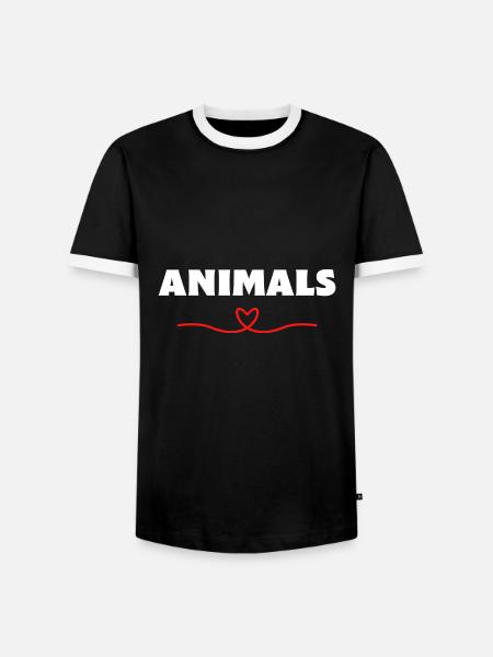 Animals Tiere Liebe - Männer Kontrast-T-Shirt - Schwarz/Weiß