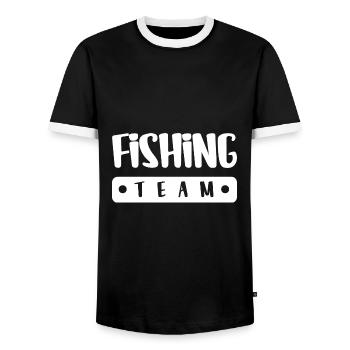 Fishing Team - Men's Ringer Shirt - black/white - Front - AI Model Female 172 light (172cm) & AI Model Male 178 light (178cm)