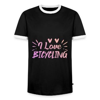 I love riding a bike - Men's Ringer Shirt - black/white - Front - AI Model Female 172 light (172cm) & AI Model Male 178 light (178cm)