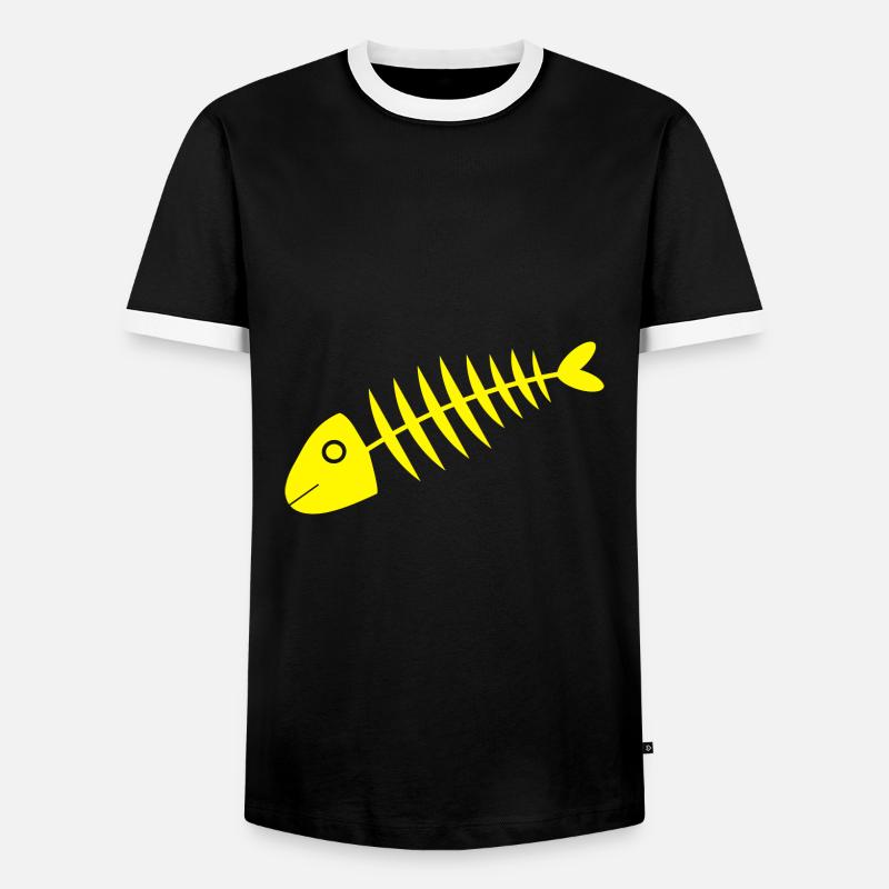 yellow fish comic fish - Men's Ringer Shirt - black/white