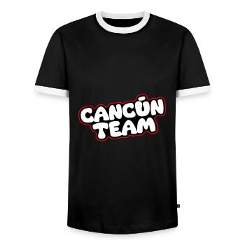 Cancun Team - Männer Kontrast-T-Shirt - Schwarz/Weiß - Vorne - AI Model Female 172 light (172cm) & AI Model Male 178 light (178cm)