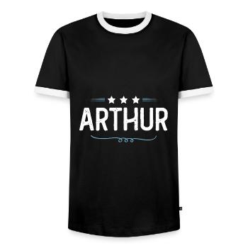 Arthur - Männer Kontrast-T-Shirt - Schwarz/Weiß - Vorne - AI Model Female 172 light (172cm) & AI Model Male 178 light (178cm)