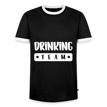 Équipe de consommation d’alcool - T-shirt contrasté Homme - noir/blanc - Devant - AI Model Female 172 light (172cm) & AI Model Male 178 light (178cm)