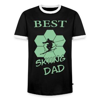 Geschenk Vater Ski - Männer Kontrast-T-Shirt - Schwarz/Weiß - Vorne - AI Model Female 172 light (172cm) & AI Model Male 178 light (178cm)