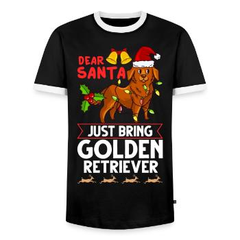 Golden Retriever Hund Welpen Besitzer Weihnachten - Männer Kontrast-T-Shirt - Schwarz/Weiß - Vorne - AI Model Female 172 light (172cm) & AI Model Male 178 light (178cm)