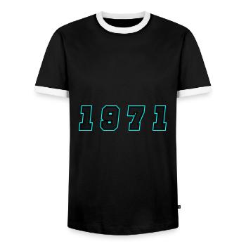1971 Jahr Zahl - Männer Kontrast-T-Shirt - Schwarz/Weiß - Vorne - AI Model Female 172 light (172cm) & AI Model Male 178 light (178cm)