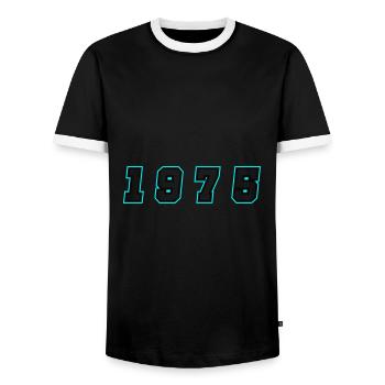 1975 Jahr Zahl - Männer Kontrast-T-Shirt - Schwarz/Weiß - Vorne - AI Model Female 172 light (172cm) & AI Model Male 178 light (178cm)
