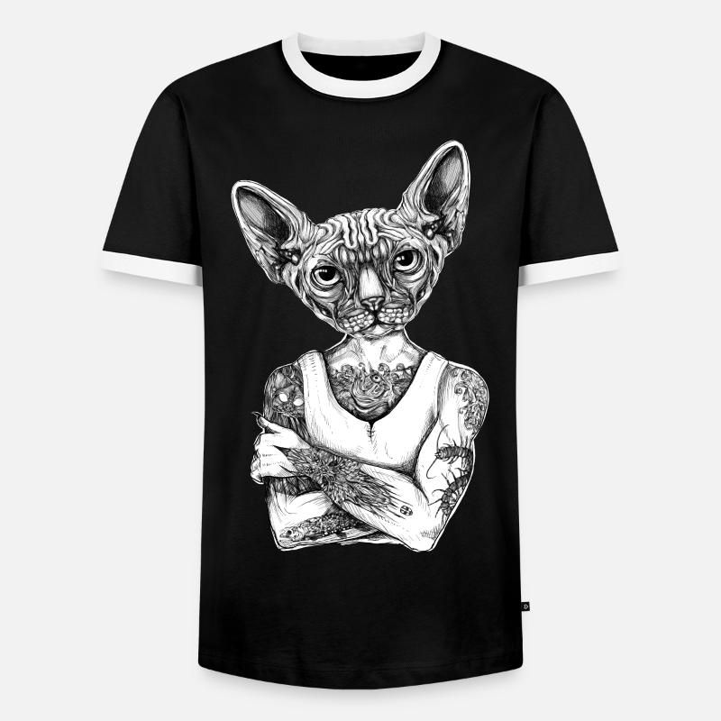 Sphynx Cat - Men's Ringer Shirt - black/white