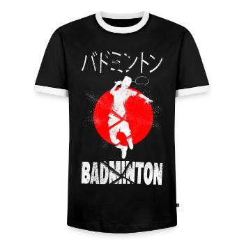 Badminton Japan Japanische Schriftzeichen Sonne - Männer Kontrast-T-Shirt - Schwarz/Weiß - Vorne - AI Model Female 172 light (172cm) & AI Model Male 178 light (178cm)