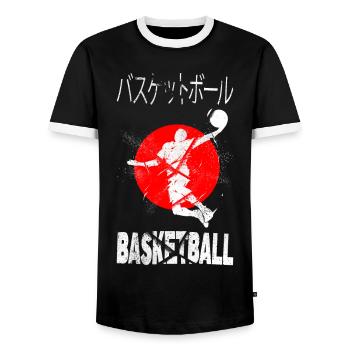 Basketball Japan Japanisch Schrift Schriftzeichen - Männer Kontrast-T-Shirt - Schwarz/Weiß - Vorne - AI Model Female 172 light (172cm) & AI Model Male 178 light (178cm)