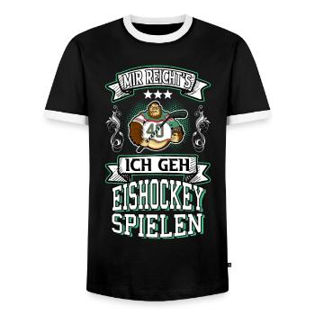 Eishockey Eishockeyspieler Spruch Sport Vintage - Männer Kontrast-T-Shirt - Schwarz/Weiß - Vorne - AI Model Female 172 light (172cm) & AI Model Male 178 light (178cm)