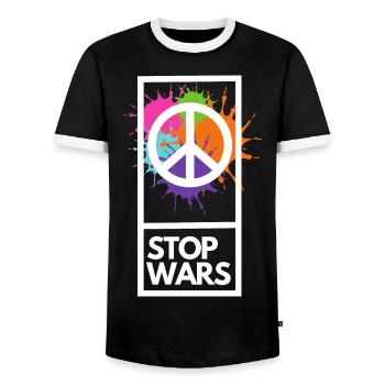 Stop Wars #2 - T-shirt contrasté Homme - noir/blanc - Devant - AI Model Female 172 light (172cm) & AI Model Male 178 light (178cm)
