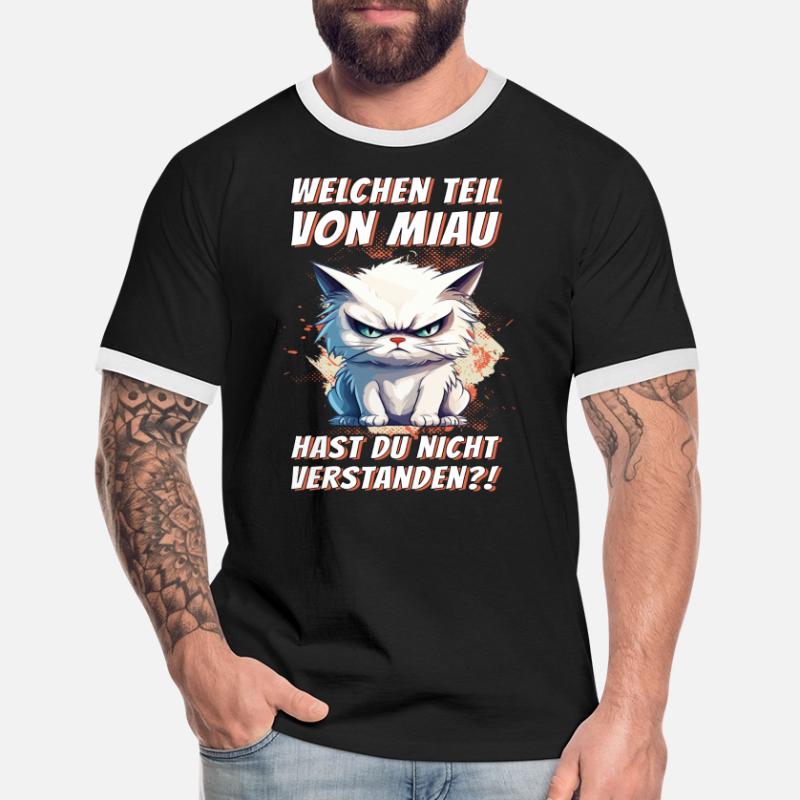 cat grumpy grumpy grumpy meow funny Men's Ringer Shirt