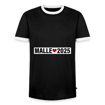 Malle 2025 Love Heart Mallorca - Men's Ringer Shirt - black/white - Front - AI Model Female 172 light (172cm) & AI Model Male 178 light (178cm)