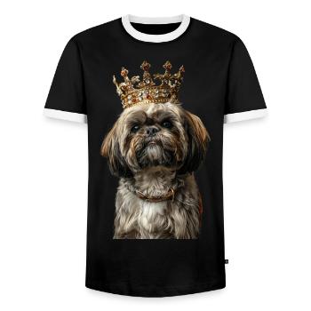 Shih Tzu - Men's Ringer Shirt - black/white - Front - AI Model Female 172 light (172cm) & AI Model Male 178 light (178cm)